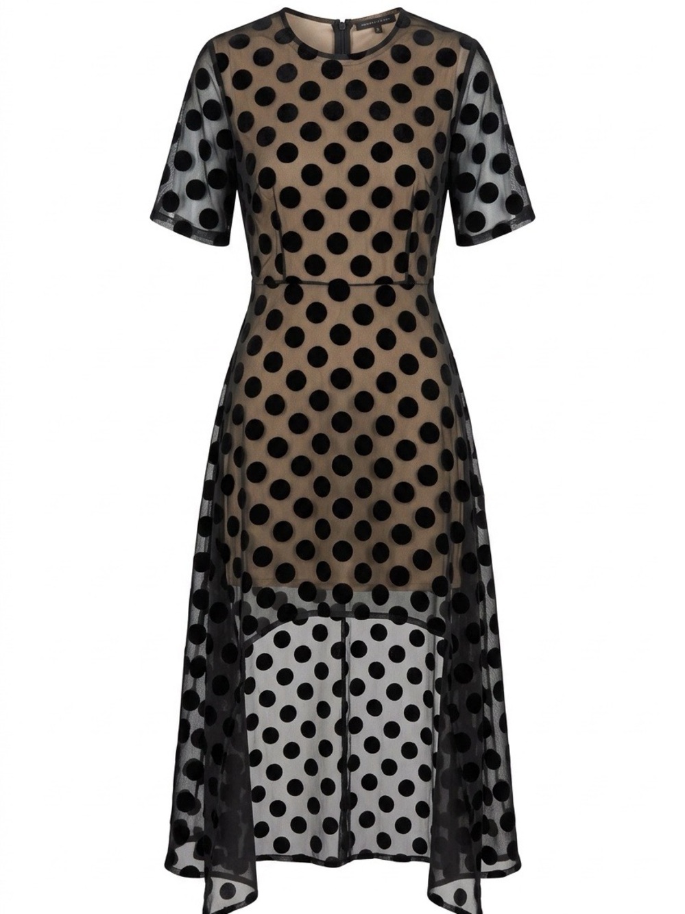 Zara ZW Limited Collection Black Polka Dot High-Low Mesh Dress